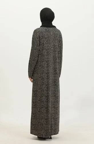 Großes Viskosekleid Mit Steinmuster 4430H-01 Schwarz 4430H-01