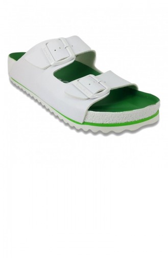 Benetton 1321 Daily Women`s Slippers - White Green 12927