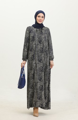 Robe Viscose à Motifs Grande Taille 44852-03 Bleu Marine 44852-03