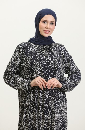 Robe Viscose à Motifs Grande Taille 44852-03 Bleu Marine 44852-03