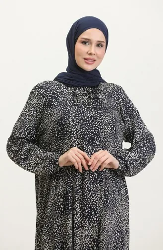 Robe Viscose à Motifs Grande Taille 44852-03 Bleu Marine 44852-03