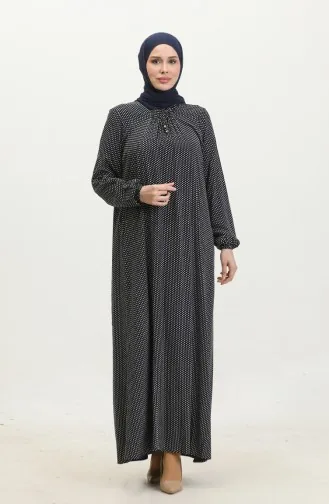 Robe Viscose à Pois Grande Taille 44852B-02 Bleu Marine 44852B-02