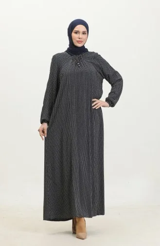 Robe Viscose à Pois Grande Taille 44852B-02 Bleu Marine 44852B-02