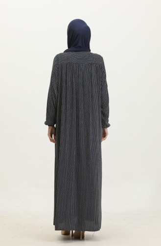 فستان فيسكوز منقط بمقاسات كبيرة 44852B-02 لون كحلي 44852B-02