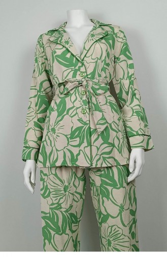 Patterned Jacket Set Green Tk225 1306