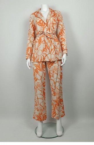 Patterned Jacket Set Orange Tk225 1307