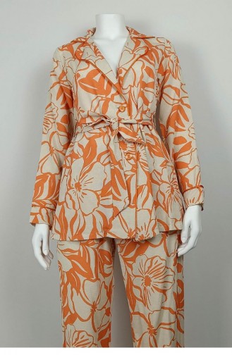 Patterned Jacket Set Orange Tk225 1307