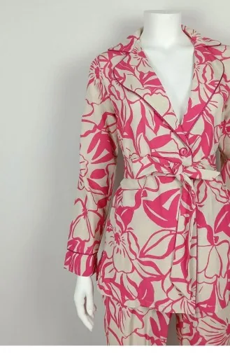 Patterned Jacket Set Pink Tk225 1308