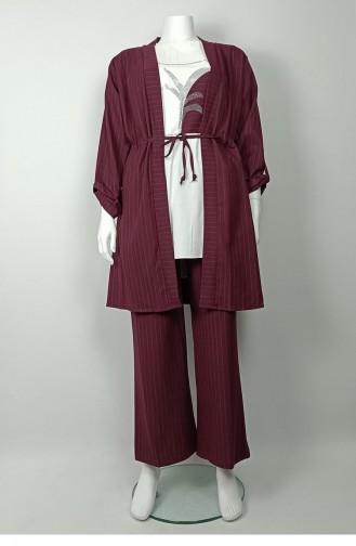 Costume Triple Grande Taille Rouge Claret Tk246 1315
