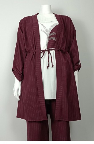 Costume Triple Grande Taille Rouge Claret Tk246 1315
