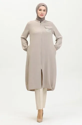Pullu Fermuarlı Kap 1014-05 Bej
