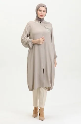 Pullu Fermuarlı Kap 1014-05 Bej