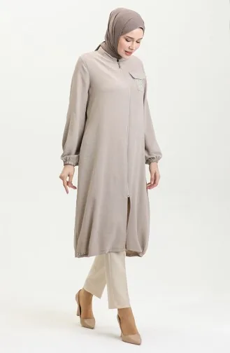 Pullu Fermuarlı Kap 1014-05 Bej