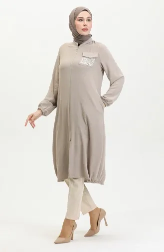 Pullu Fermuarlı Kap 1014-05 Bej