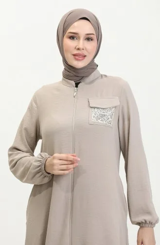 Pullu Fermuarlı Kap 1014-05 Bej