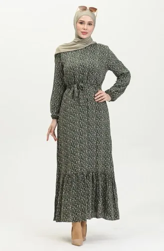 Robe Viscose à Motifs 81867-01 Khaki 81867-01