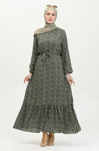 Robe Viscose à Motifs 81867-01 Khaki 81867-01