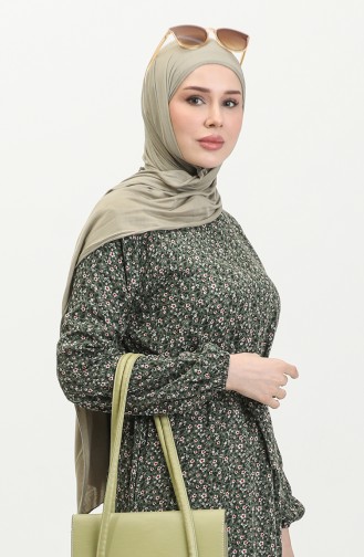 Viscose-jurk Met Patroon 81867-01 Kaki 81867-01