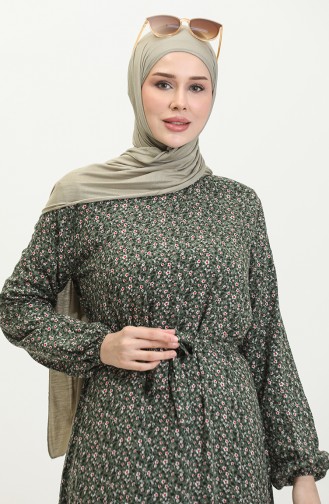 Viscose-jurk Met Patroon 81867-01 Kaki 81867-01
