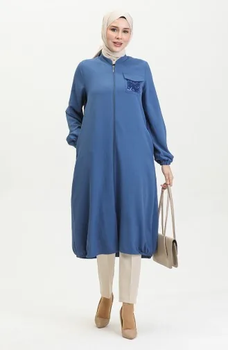 Pullu Fermuarlı Kap 1014-04 İndigo