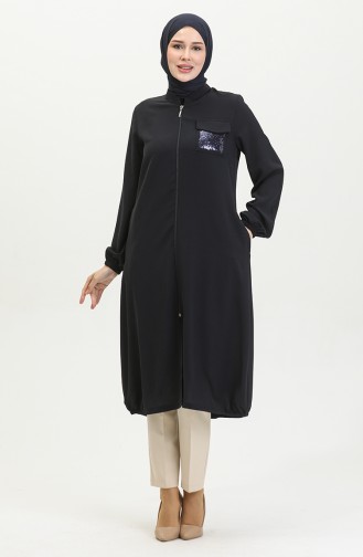 Pullu Fermuarlı Kap 1014-01 Lacivert