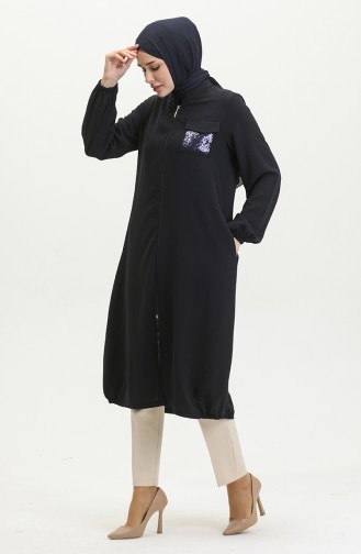 Pullu Fermuarlı Kap 1014-01 Lacivert