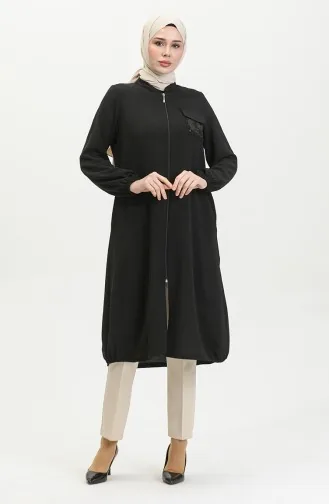 Pullu Fermuarlı Kap 1014-06 Siyah