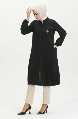 Pullu Fermuarlı Kap 1014-06 Siyah