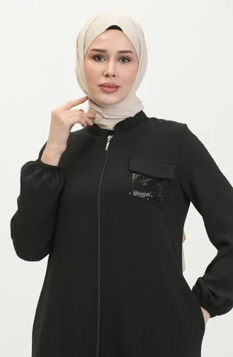 Pullu Fermuarlı Kap 1014-06 Siyah