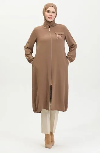 Pullu Fermuarlı Kap 1014-03 Vizon