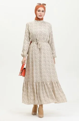 Viscose-jurk Met Patroon 81867-02 Mink 81867-02