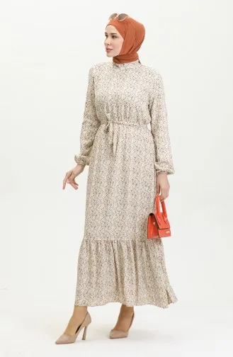 Viscose-jurk Met Patroon 81867-02 Mink 81867-02