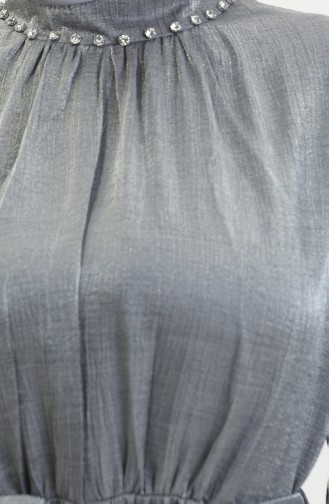 Kleid Aus Lurex-Leinen Mit Gürtel 81853-01 Grau 81853-01