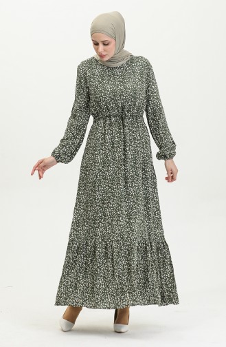 Viscose-jurk Met Bloemenpatroon 81859-01 Kaki 81859-01