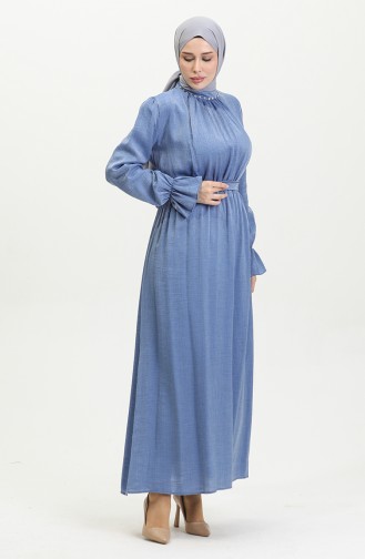 Lurex Linen Belted Dress 81853-08 Indigo 81853-08