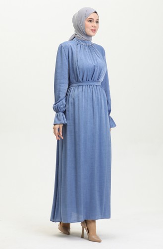 Lurex Linen Belted Dress 81853-08 Indigo 81853-08