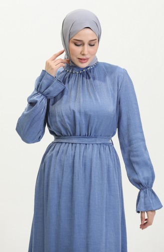 Lurex Linen Belted Dress 81853-08 Indigo 81853-08