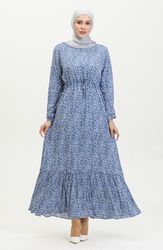Robe Viscose à Motifs Fleuris 81859-04 Indigo 81859-04