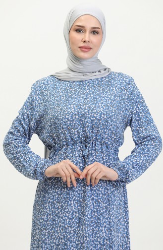 Robe Viscose à Motifs Fleuris 81859-04 Indigo 81859-04