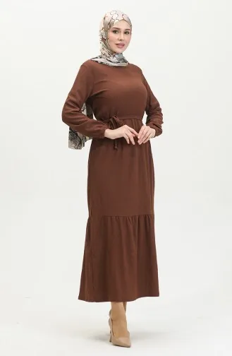 فستان سادة للمحجبات 5022-03 بني 5022-03