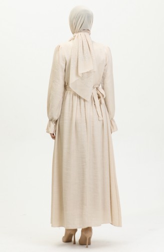 Lurex Linen Belted Dress 81853-04 Cream 81853-04