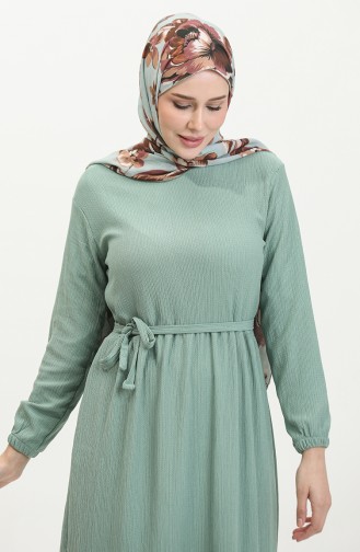 Bürümcük Stoffen Jurk Met Riem 5022-02 Mintgroen 5022-02