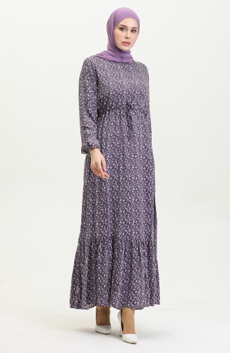 Viscose-jurk Met Bloemenpatroon 81859-05 Paars 81859-05