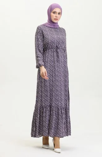 Robe Viscose A Motifs Fleuris 81859-05 Pourpre 81859-05