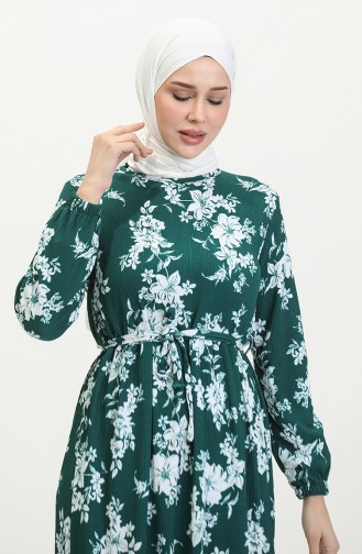 Bürümcük Fabric Patterned Dress 5010-04 Petrol 5010-04