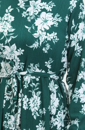 Gemustertes Kleid Aus Bürümcük-Stoff 5010-04 Petrol 5010-04