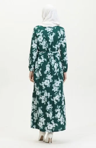 Gemustertes Kleid Aus Bürümcük-Stoff 5010-04 Petrol 5010-04