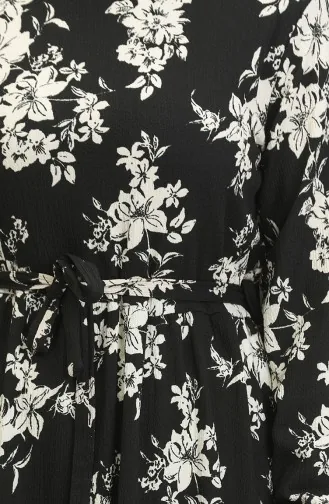 فستان منقوش للمحجبات 5010-01 أسود 5010-01