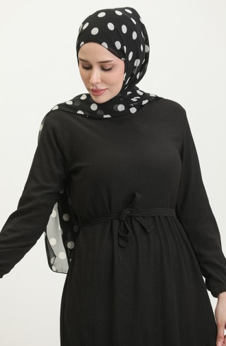 Bürümcük Fabric Belted Dress 5022-01 Black 5022-01