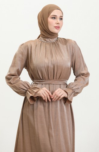 Lurex Linen Belted Dress 81853-02 Tan 81853-02